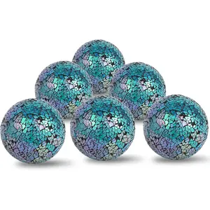 6 count Decorative Ball Set, 6cm/2.4in Mosaic Glass Orbs Centerpiece Balls for Decorating Tables & Wedding Parties (Dazzle Blue)