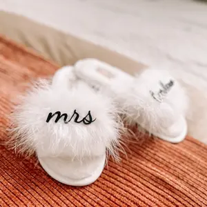 Personalized Bride Slippers, I Do Slippers, Custom Slippers, Feather Slippers, Bride Gift, Bridal Shower Gift, Bachelorette Party Gift, Mama