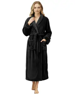 Ny Threads Plush Fleece Bathrobe For Women, Soft Long Robe