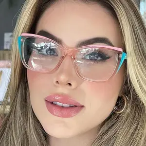 Fashionable glasses with color block frame and transparent lenses - stylish and durable men's and women's computer glasses+1.0 to+4.0 Mother's Day gift [Elegant] glasses