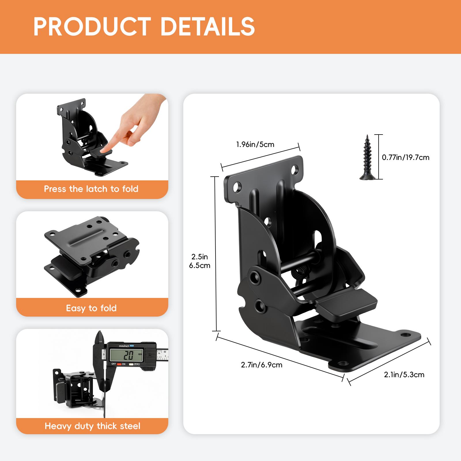 GJANSH 2/4 Pack Foldable Support Bracket, 0-90-180 Degree Lock Extension Support, Self-Lock Hinge for Table Legs, Folding Workbench 100 lbs Max Load-Bearing Capacity fathersdaygift