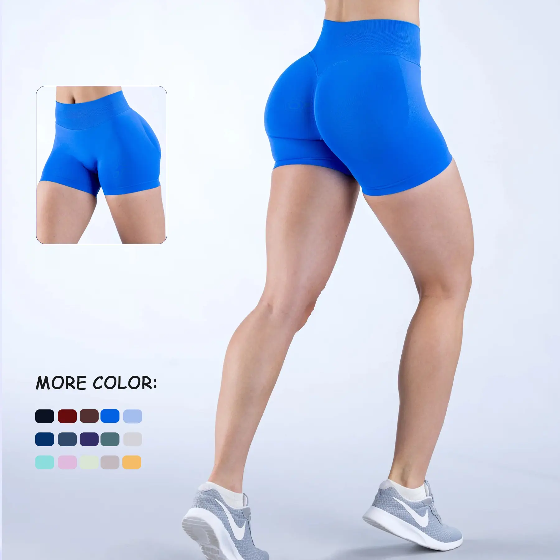 Dfyne Shorts High Elastic Nylon Three-Section Waist Pleating Hip Lifting Seamless Low Waist Shorts Fitness Yoga Shorts Women