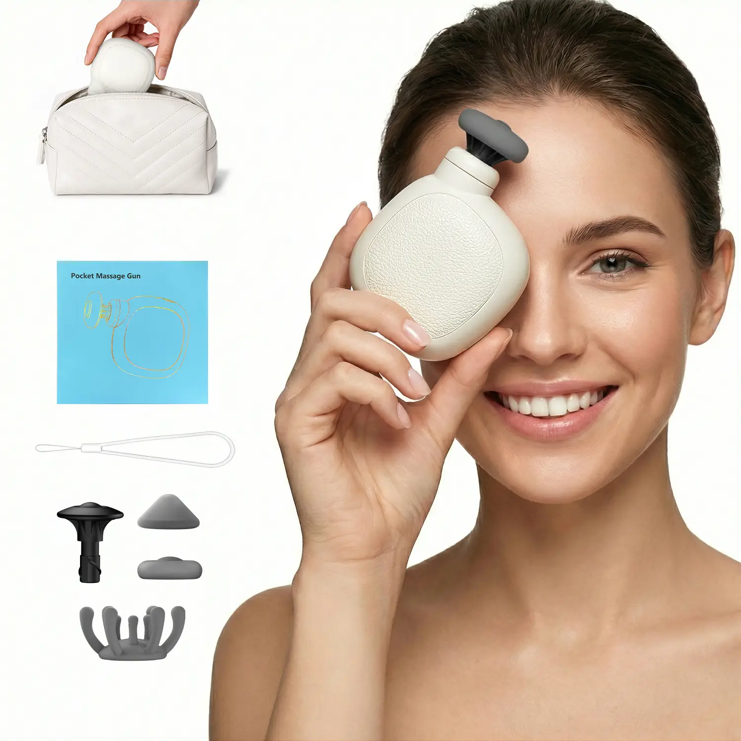 Portable Handheld Back Neck Shoulder Massager with 4 Replaceable Heads,Cordless Deep Tissue Percussion Massager for Muscle Pain Relief, gym essentials,office worker relief,gifts for wife