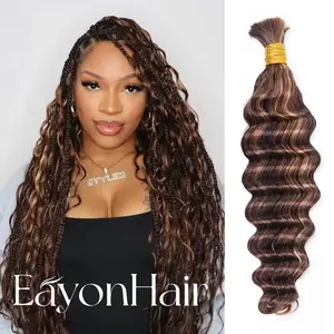 [Eayon] 18" Bulk Human Hair For Braiding Blend #4/27/30 Loose Deep Wave