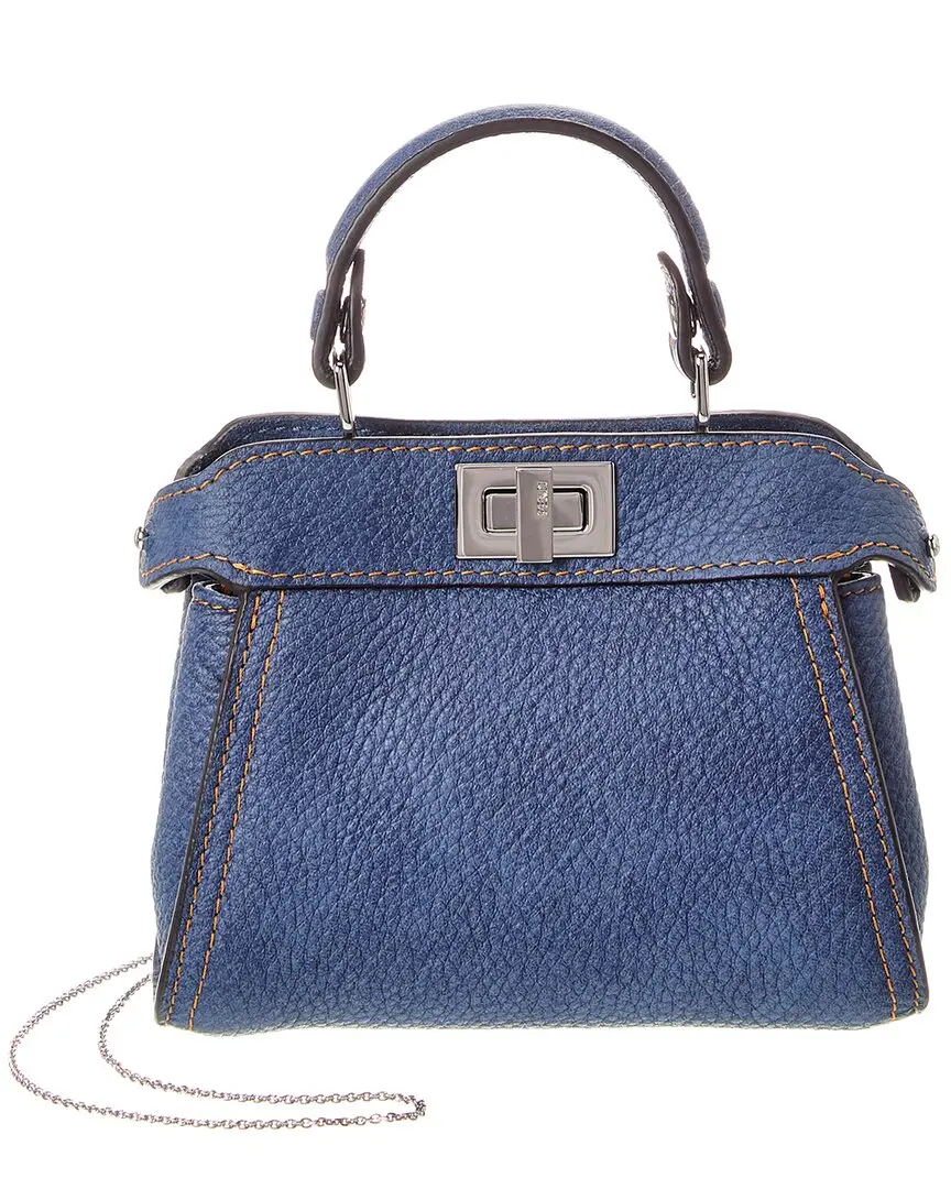 FENDI Nano Peekaboo Leather Clutch