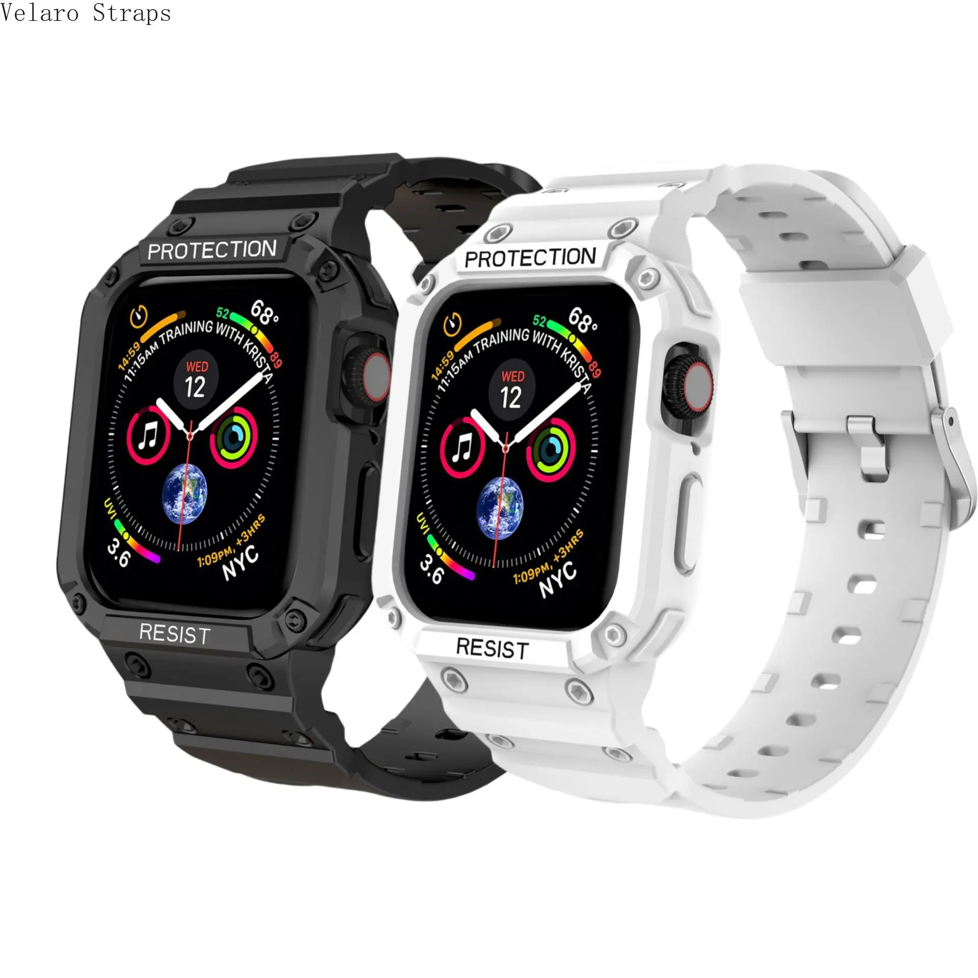 2-Pack Rugged TPU Case + Strap for Smart Watch, All-In-One Sports Protective Band (38/40/41/42/44/45/49mm)