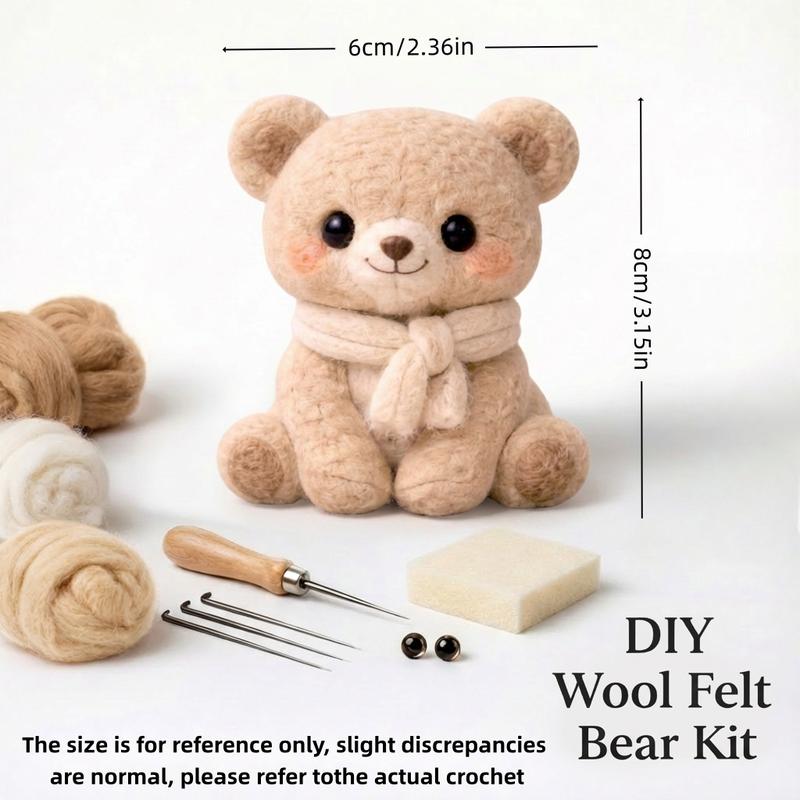 1Set Animal Needle Felting Kit, Felting kits for Beginners adult with Step-by-Step Video Tutorials, Squirrel/Bear/Hedgehog/Deer DIY Felting Kit, Cute Funny Home Decorative Ornaments, Birthday Valentine's Day and Christmas Gifts