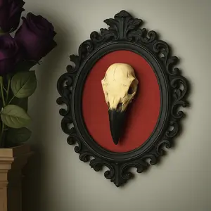 Gothic Raven Skull Round Frame, Unique Design Gothic Artistry for Home & Office Decoration, Perfect for Gifts & Collectibles, Collectible Item