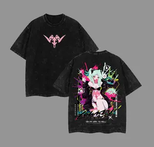 Rebecca V3 Cyberpunk: Edgerunners Merch Clothing Washed Cotton T-Shirt. Premium fit with vintage wash featuring. A must-have for anime fans and streetwear lovers graphic tee