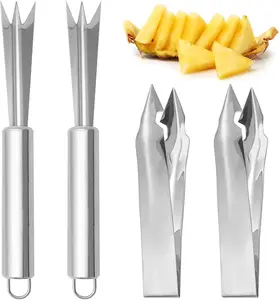 4 count Pineapple Eye Peeler Remover Tool, Stainless Steel Pineapple Eye Clip and V Shape Pineapple Eye , for Home Kitchen Fruit Store Supermarket, , 4.72 inch, 7.87 inch