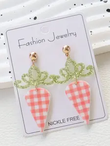 Cute Easter Acrylic Carrot Earrings, Fashion Jewelry, Unique All-Over Print Design, Perfect Party Gift, Metal Chain Material, Nickel Free, Suitable for All Seasons