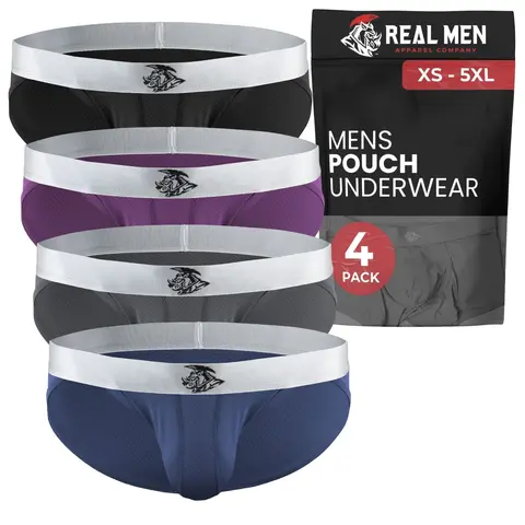Men's Nylon Mesh Bikini Briefs - Spandex-Blend, Athletic Activewear Underwear, Lightweight, Silk-Infused, No Fly, No-Roll Waistband