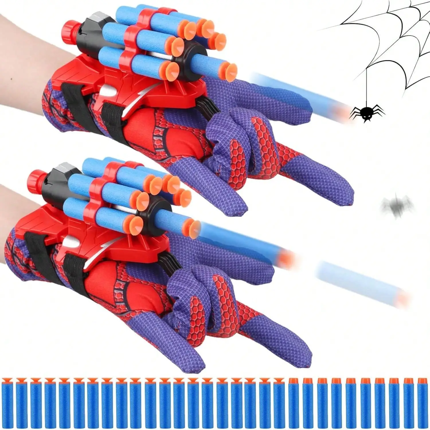 Web Shooters Toy 2 Pack, Toy for Young, Web Slinger Toys with Spider Glove Launcher, Toys for Young Men's Birthday Gifts