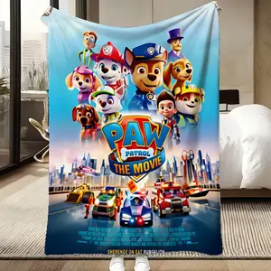 Paw Patrol The Movie Blanket, Kids Soft Flannel Throw, Cute Paw Patrol Characters Print, Cozy Warm Lightweight Blanket for Toddlers Boys Girls, Sofa Bed Couch, All Seasons Use, Perfect Gift for Paw Patrol Fans, Kids Room Decor, Great for Camping Travel