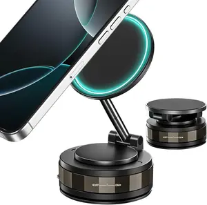 2025 New Vacuum Magnetic Phone Holder, 360° Adjustable Magnetic Car Mount, Foldable Portable Suction Cup Cell Phone Mount for Car/Gym/Mirror/Shower, Compatible with All Smartphones & All Car Models（With magnetic suction ring）