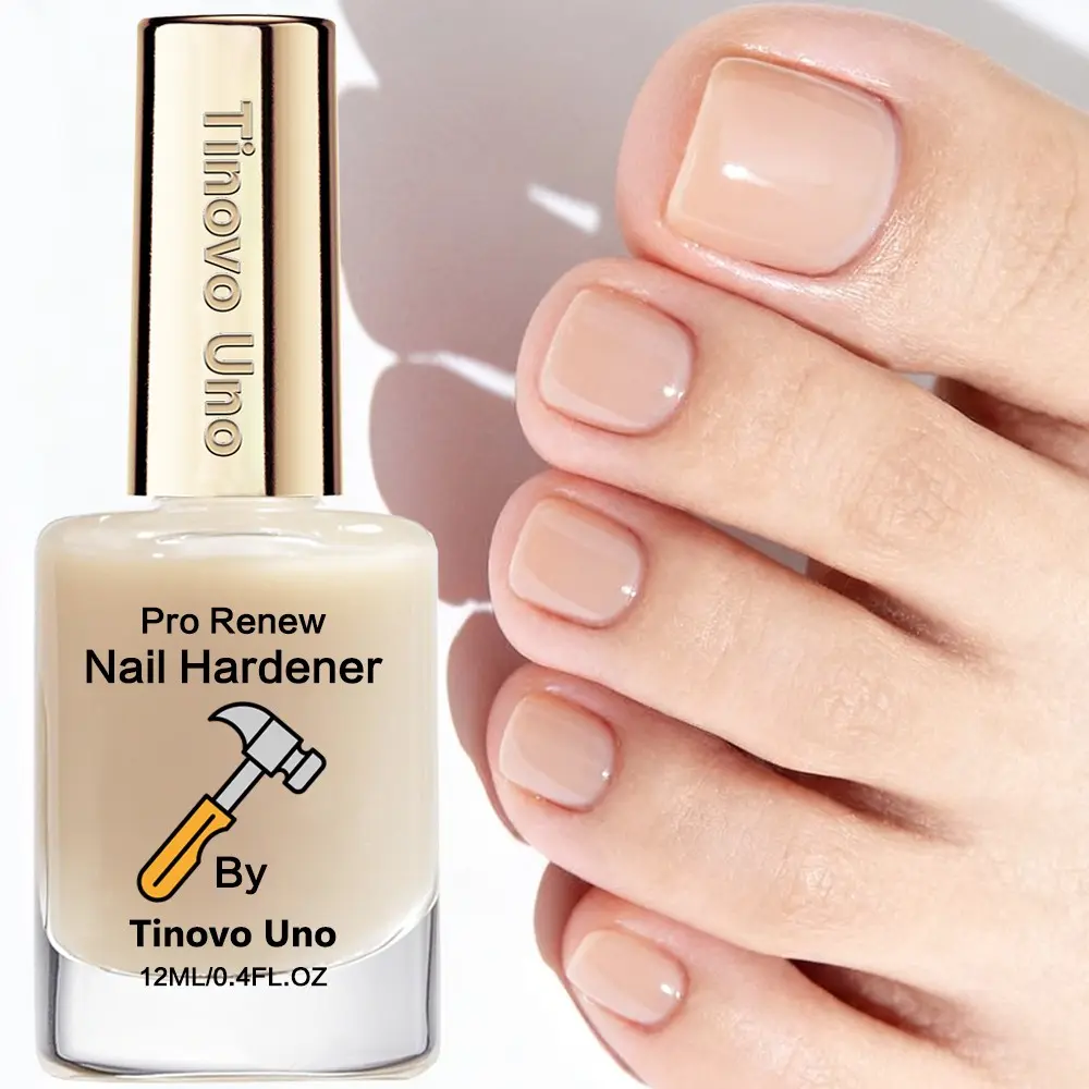 Tinovo Uno Natural Beige Nail Hardener - Fast-Drying, Enhances Nail Strength & Brightens Nails, Creates a Natural Shine, Nail Care Liquid, Sleek Bottle Design, Highquality Formula