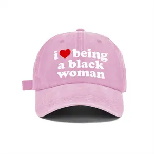 I Love Being A Black Woman Graphic Washed Cotton Baseball Cap, Cute Fashion Outfit, Comfort Adjustable Dad Hat, Black History Month Gift, Valentine Birthday Gift, Perfect Gift for Her Lover Family Friends, Street Hat