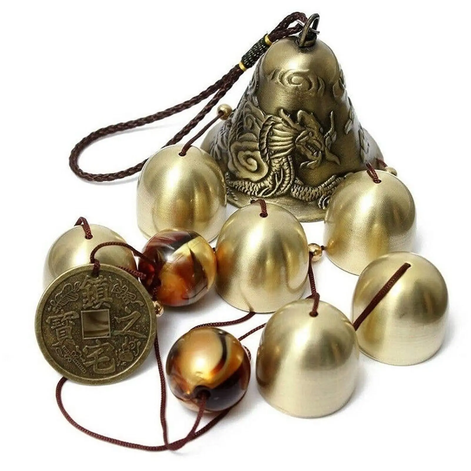 Large Outdoor Lucky Wind Chime, Metal Wind Chimes, Symbolic Good Fortune, Hanging Decoration for Home Garden, Copper Crafted Ornament, Perfect Gift