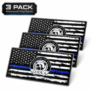 3 Pack Thin Blue Line Code Four Auto Sticker | Honor Law Enforcement, Waterproof 3D Vinyl Decal for Vehicle, Notebook & Motorcycle Helmet, Ideal Back the Blue Police Present from summerwins