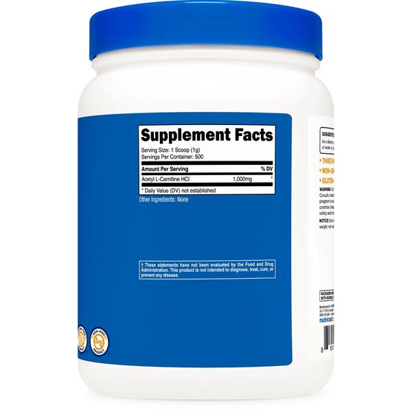 Nutricost Acetyl L-Carnitine Powder - 500 grams (Unflavored)