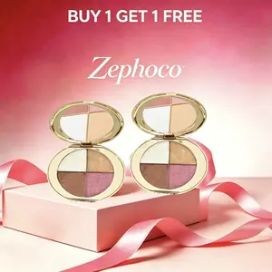 [Buy 1 Get 1 Free]zephoco Glow Eyeshadow Blush Palette 4 in 1 Highlighter Blush Eyeshadow Natural Radiance Glass Skin Finish Long Lasting A Gift for Mom, Spoil Her with Care and Love Makeup Facial Flawless Radiant Cosmetic Powder cheek palette