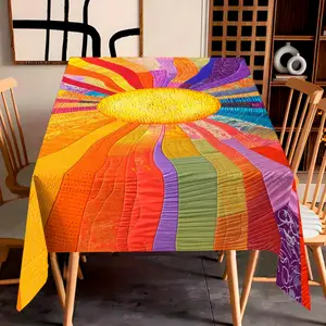 Bohemian Style Tablecloth - 1pc, Bohemian Sunflower Print with Vintage Colors, Perfect for Home Kitchen Decor, Room Decoration, Party & Holiday Décor, Indoor and Outdoor Use, Ideal Gift, All-Season Tablecloth