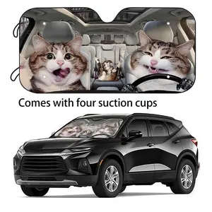 Portable Foldable Car Sunshade, UV Protection, Easy Installation, Colorful Cartoon Design, Travel Accessory, 1 Piece