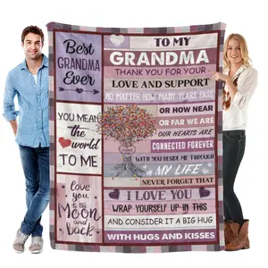 Gifts for Grandma – Mothers Day, Birthday Gift from Granddaughter, Grandson, or Grandkids, Soft and Cozy Blanket for Grandma, Warm and Comfortable Blanket Throw 50x60 inches