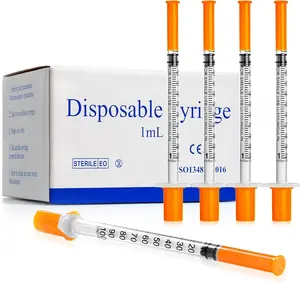 Syringe 1ml/cc 31G 5/16 inch 8mm U-100 Disposable Lab Syringes, Pack of 100