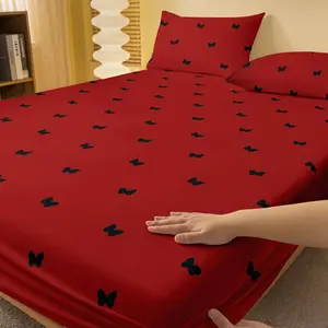 Valentine's Day Print Bedding Set, Soft and Comfortable, Soft Comfy Bedding, Includes 1 Fitted Sheet + 2 Pillowcases, Bedroom and Guest Room Use, Decorative Bedsheet Sets
