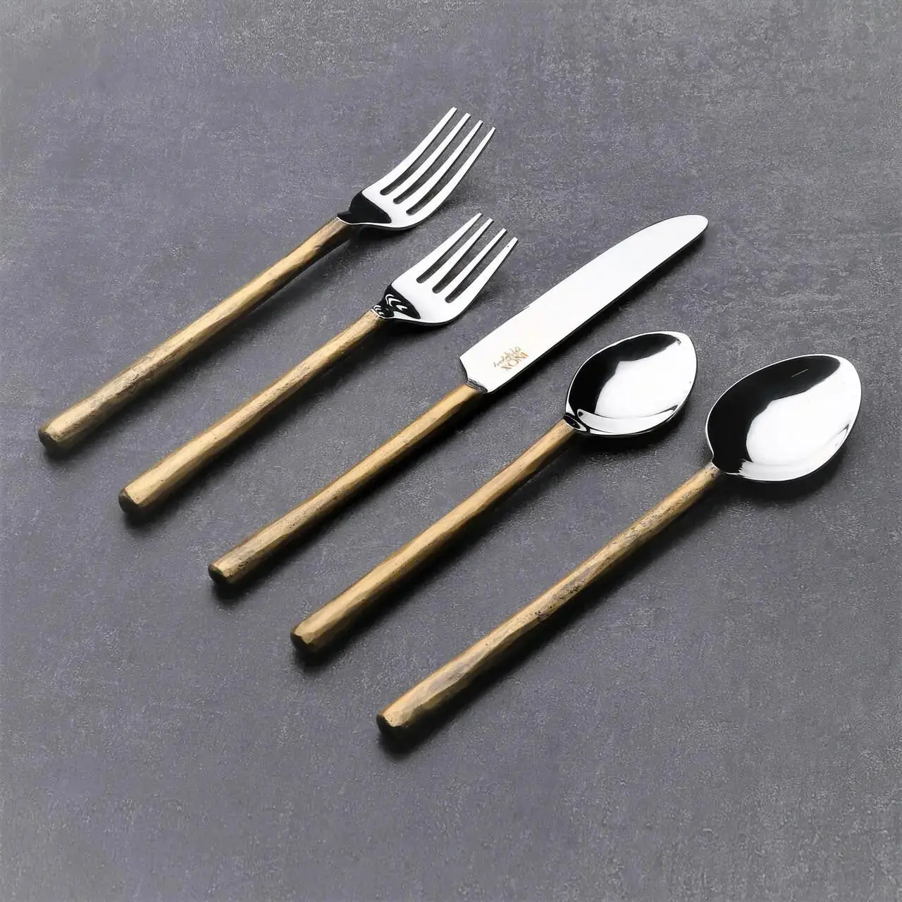 Gold and Copper Glossy Stainless Steel Cutlery Tableware Set, Includes Spoons for Dining Place Settings
