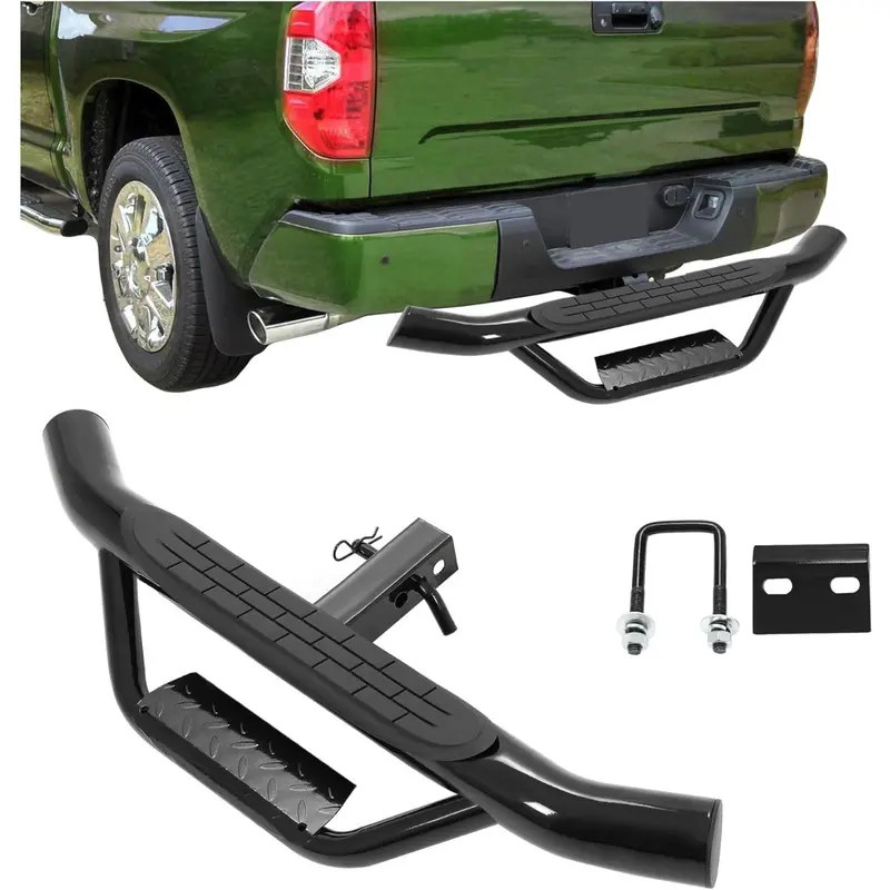 HECASA Adjustable Tow Hitch Step Vehicle Accessory for 2-Inch Receiver, Anti-Slip Bumper Guard, Rust-Resistant Strong Steel, 350lbs Capacity, Doubles as Secure Tow Point for SUVs, Pickup Truck Accessories