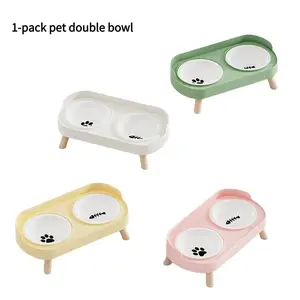 Double Bowl Pet Feeding Bowls with Water Dish, Anti-Tip Design, Neck Support, Suitable for Cats and Dogs, New Model Xinghao