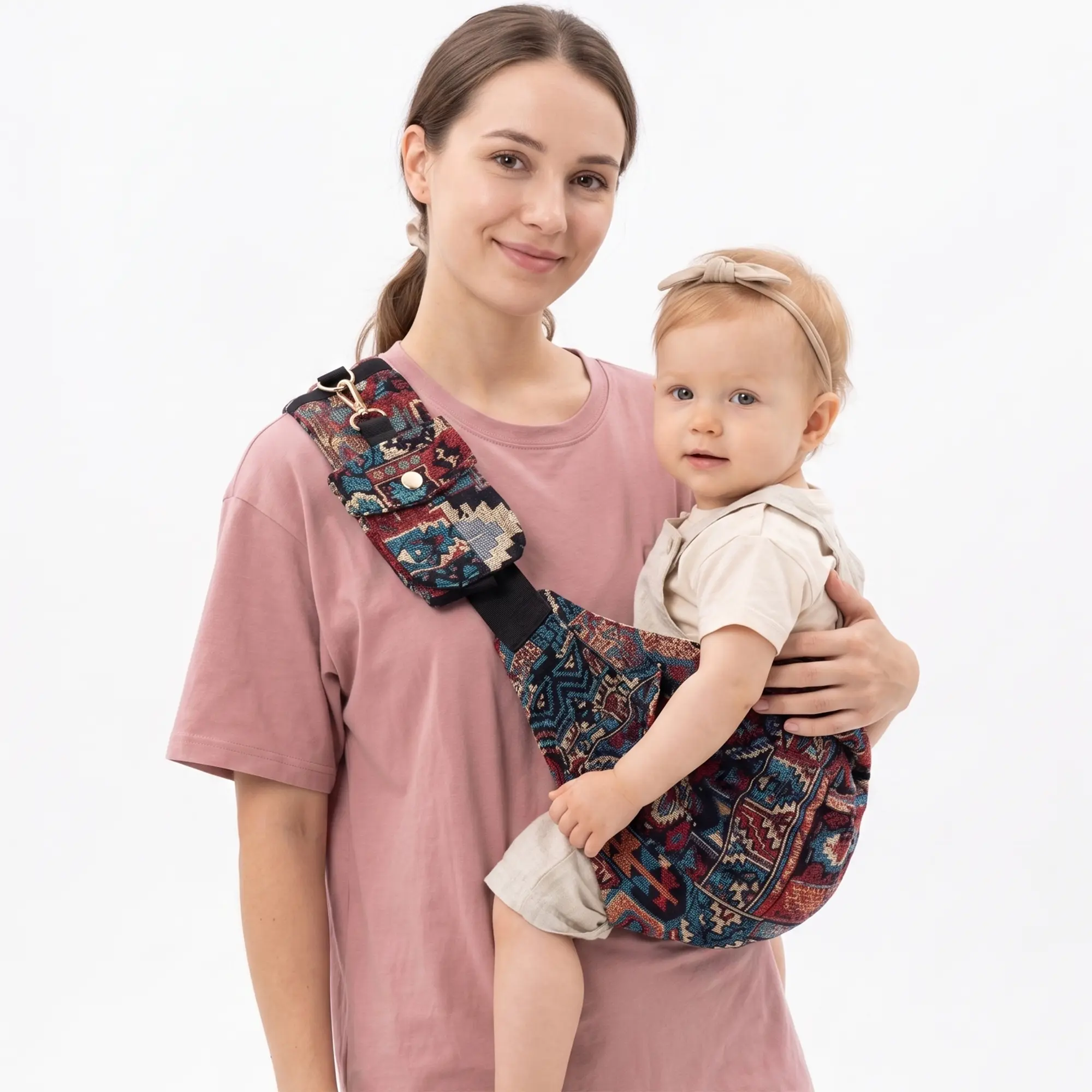 YUBEBE Foldable BOHO Baby Sling Carrier for Toddler
