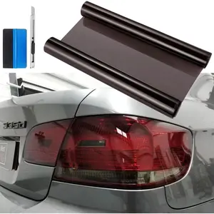 12 by 48 inches Self Adhesive Auto Car Tint Headlight Taillight Fog Light Vinyl Smoke Film Sheet Sticker Cover (Light Black)