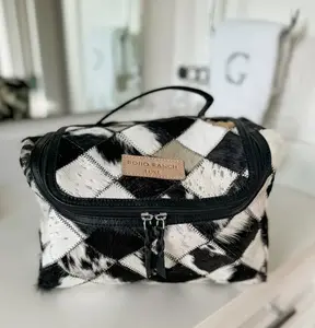Boho Luxe Toiletry Bag Genuine Hair On Travel Storage