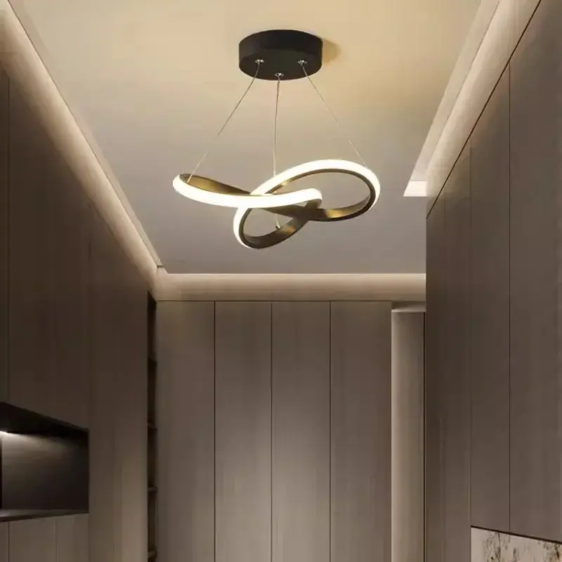 LED pendant light, black/gold aluminum pendant light, 24cm wired pendant light, suitable for hallway, living room, balcony, entrance, staircase, home decoration, Decorative Lighting, Modern Mood Lighting, Indoor lighting