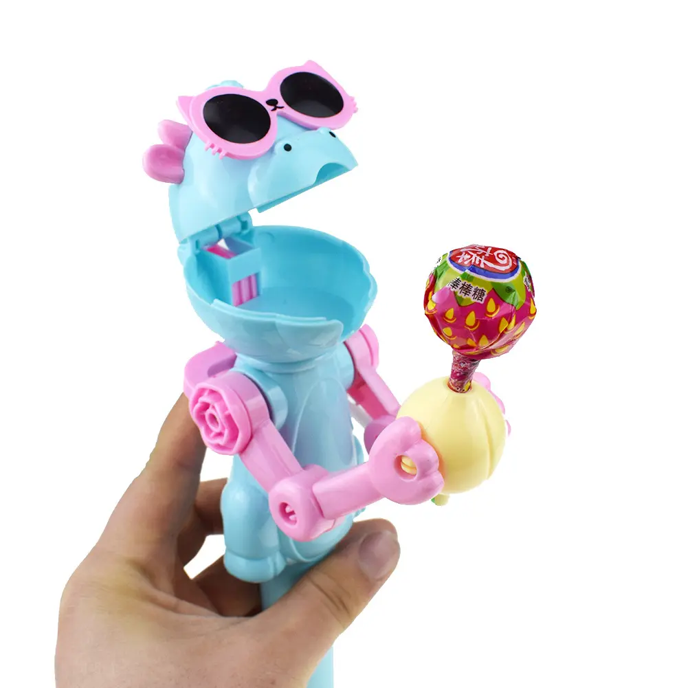New unique dinosaur eating lollipop robot storage candy toys creative prank children's toy gifts