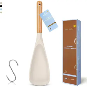 Multifunctional  Spatula Spoon, Large Flat Spatula Spoons for Cooking, Nonstick Big Serving Spoon, Heat Resistant Kitchen Cucharras for Mixing, Basting, Scooping, Scraping (KHAKI)