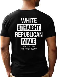 2026 White Straight Republican Male T-Shirt | Funny Conservative Political Tee for Men, Casual Graphic Shirt & Political Gift for Him