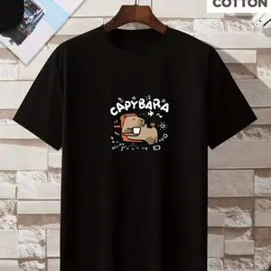 180g 100% Cotton Oversized Men's T-Shirt | Summer 2026 Trendy & Comfortable "Capybara" Graphic Design | High-Fit Plus Size