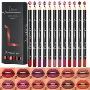 12 Color Lip Liner Set, Waterproof Matte Velvet Lipstick, Long-Lasting No Smudge Makeup Lip Liner, Perfect Shape Definition, Lipliner