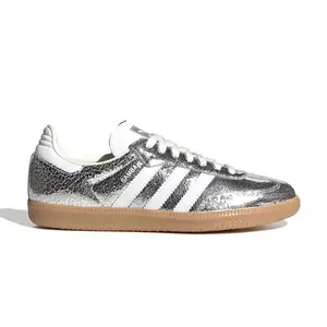 Adidas Samba OG Silver Metallic Cracked Leather (Women's) JR0035 New Sneaker