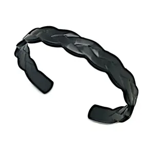 Flat Black Braided Metal Cuff Bracelet