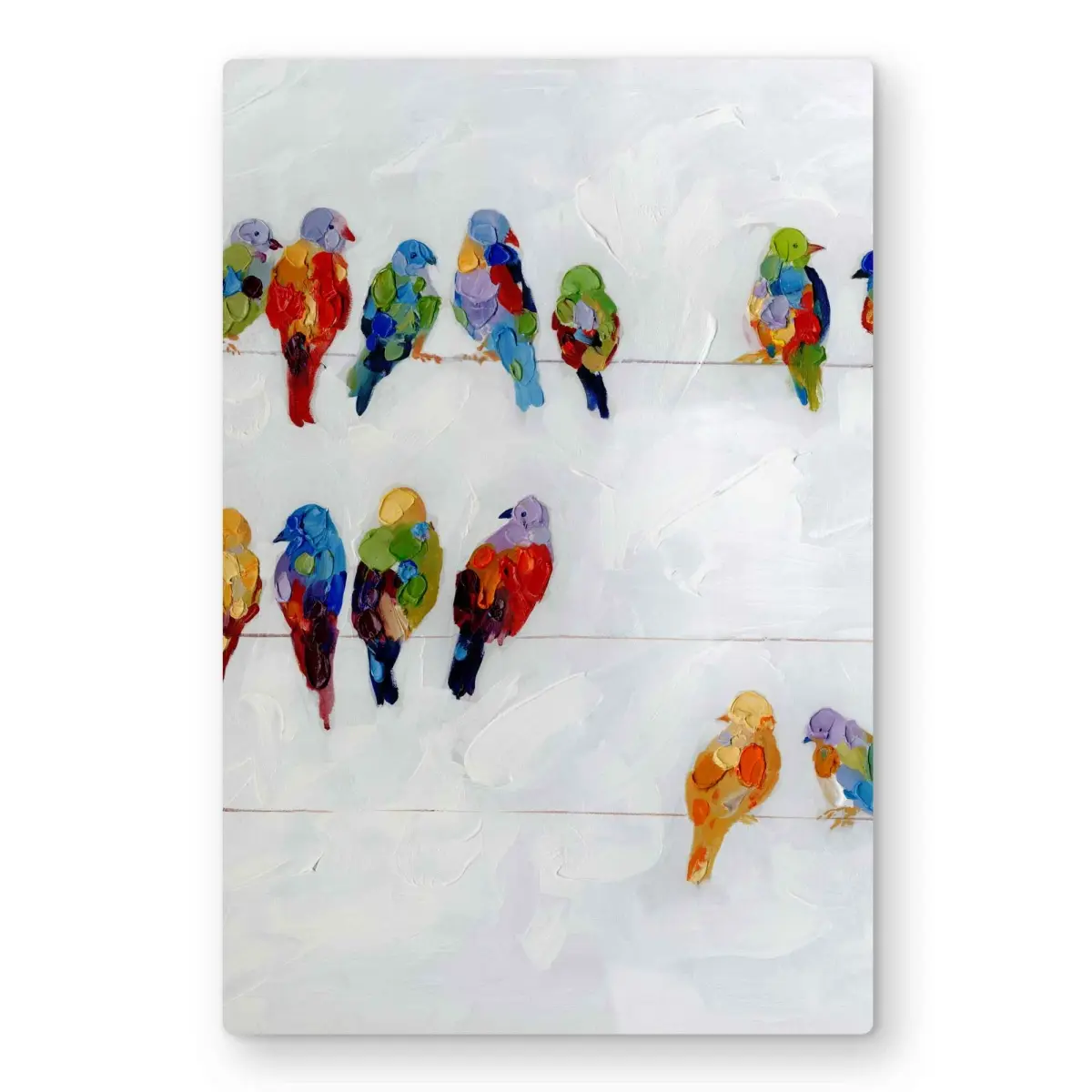 212 MAIN Aluminium Wall Art Print - 24x36 in, 8 Lbs., Glossy Metal Surface, Artistic Colorful Birds On A Wire Nature Photo Artwork, Home Office Decoration for Room Decorations Living Spaces