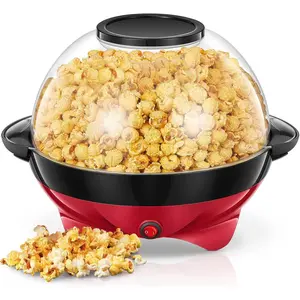 Popcorn Machine,  6.3 Quarts Electric Hot Oil Popcorn Popper Machine with Stirring Rod, Large Lid for Serving Bowl and Convenient Storage, Removable & Nonstick Plate, 28Cups, Two Measuring Cups