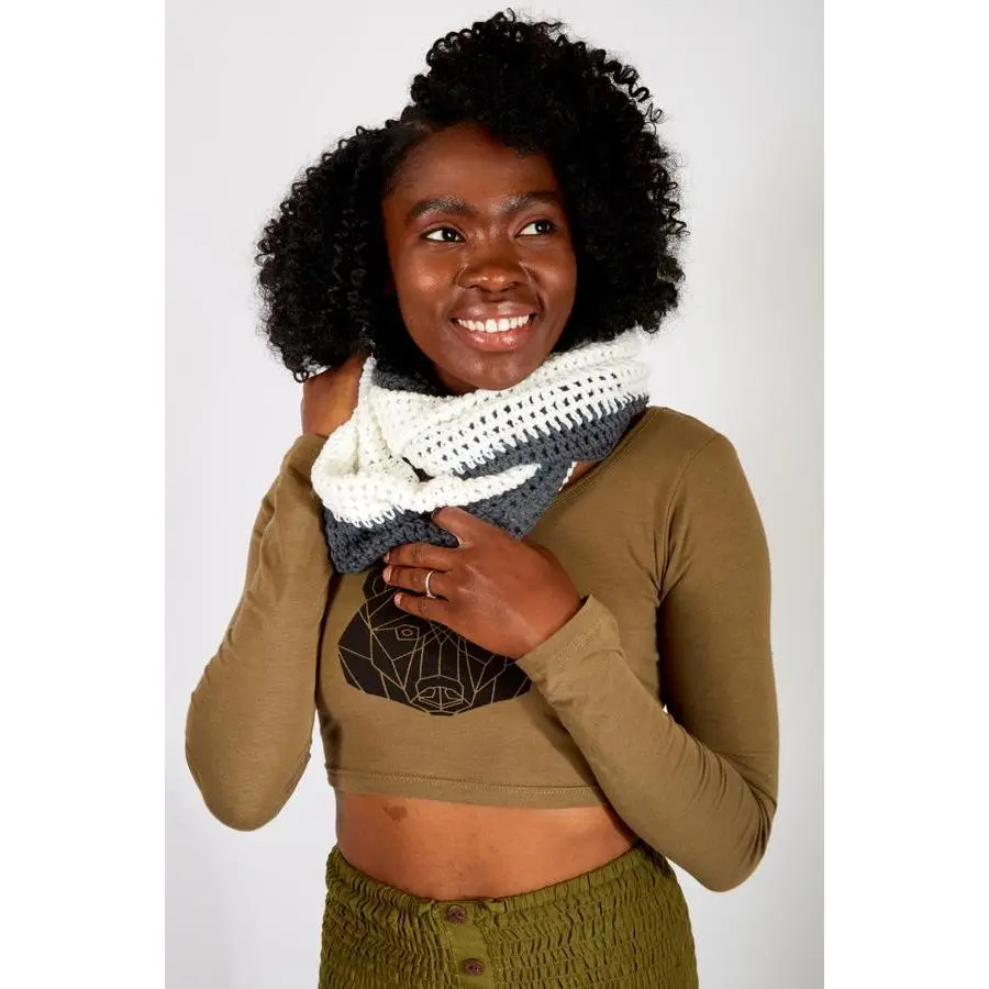 Crocheted Two Tone Infinity Scarf