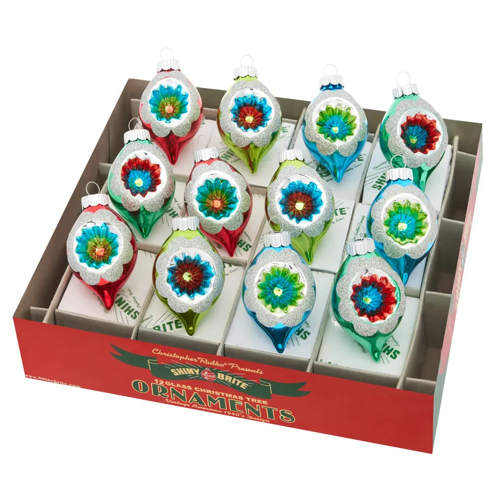 Holiday Splendor Decorative Reflector Tulip Ornaments, 12-Count, 1.75" Size - Festive Home & Party Decorations