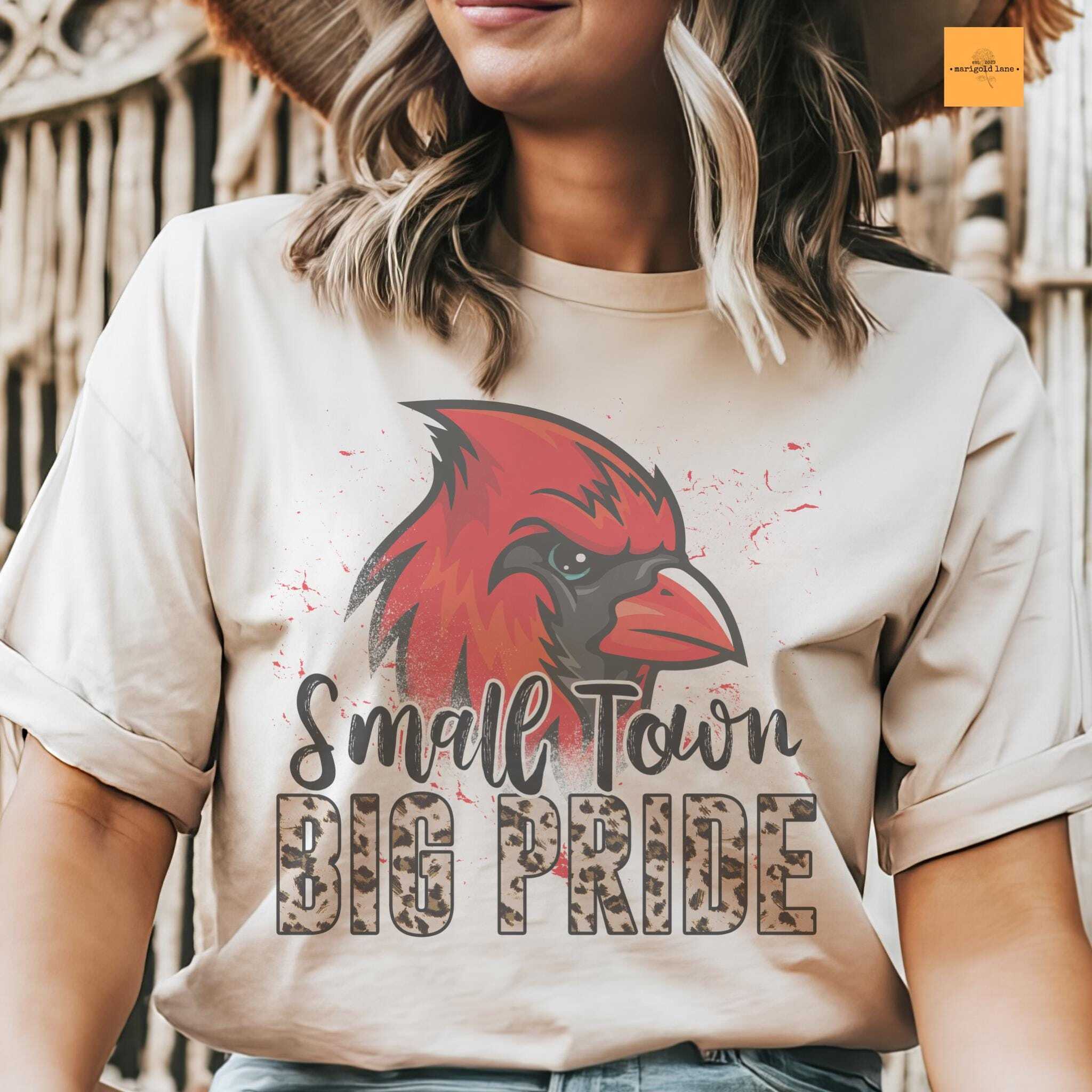 Cardinals Mascot T-shirt: Small Town Big Pride, Game Day Football Tee Cotton Trending