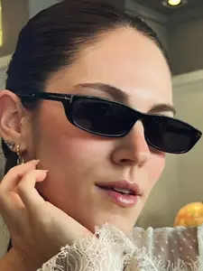 Women's Fashion Cat Eye Sunglasses, Vintage Narrow Frame Retro Style, Y2K Millennium Trendy Sun Glasses, Face-Slimming Trendsetter